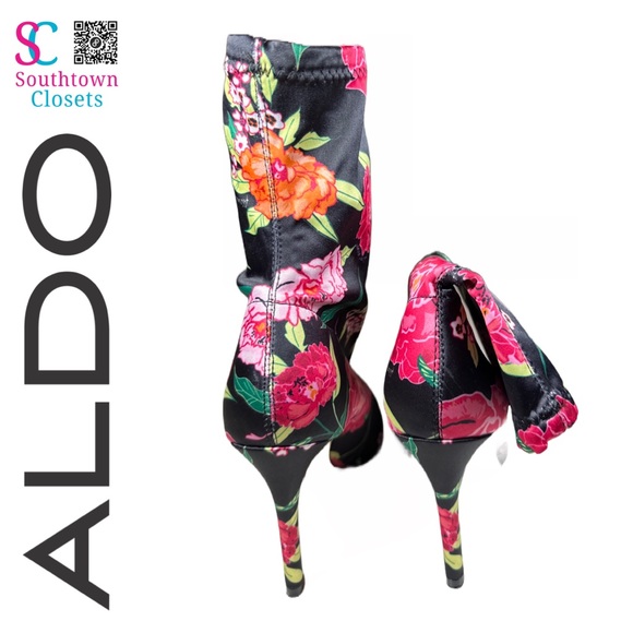ALDO Floral Multicolor Socks Booties / Mid-Calf Boots Size 6.5 - Picture 5 of 6